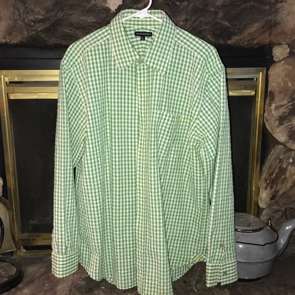 Rosasen Checkered Long Sleeve Button Up Shirt A1